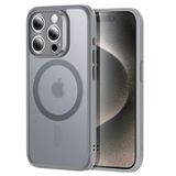 ESR Telefoonhoesje voor iPhone 15 Pro Max, transparant, mat, compatibel met MagSafe, militaire bescherming, klassieke serie, mat grijs