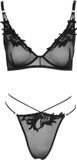 Cottelli Lingerie Set met Ruches en Bandjes - Zwart - Maat XL