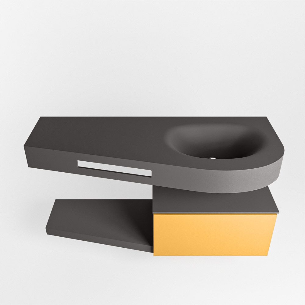 Mondiaz Riva Dulcet badkamermeubel rechts 120cm Dark Grey & Ocher