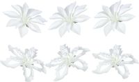Gerimport Fleurs de Noël sur clip - 12 pièces - blanc - plastique