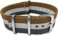 MAX Horlogeband 5 NTS007 Nato Horlogeband - Ø18 mm - Bruin / Grijs / Blauw / Zilverkleurig