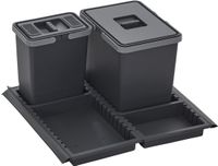 ELLETIPI METROPOLIS afvalbak 15+6L met deksel, kunststof, donkergrijs, 21 liter