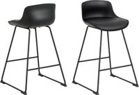 AC Design Furniture Barstoel Sithney - Zwart Kunstleer - Zwarte Metalen Poten - 66cm Zithoogte