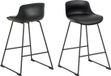 Tabouret de bar Sithney - Similicuir noir - Pieds en métal noir - Hauteur d'assise 66cm