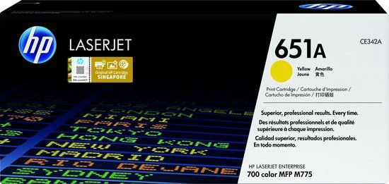 HP 651A Yellow Toner Cartridge (CE342A) - 16000 Pages - Compatible with HP LaserJet Enterprise M775