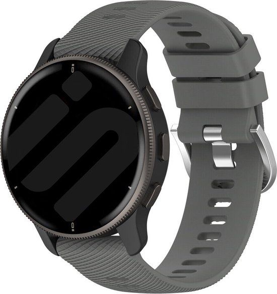 Strap-it Smartwatch siliconen bandje - Garmin Vivoactive 4 / Venu 2 / Venu 3 / Forerunner 255 / 265 - donkergrijs