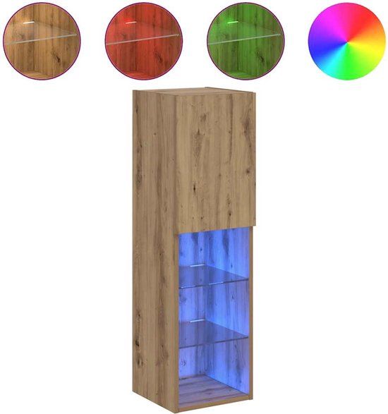 vidaXL Tv-meubel met LED-verlichting 30,5x30x102 cm artisanaal eiken