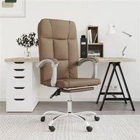 vidaXL Fauteuil Inclinable de Bureau Siège Inclinable Chaise d'Ordinateur Dossier et Repose-pied Réglables Meuble de Bureau Intérieur Marron Tissu