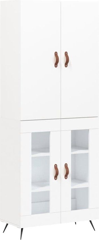 vidaXL Hoge kast bewerkt hout wit 69,5x34x180 cm