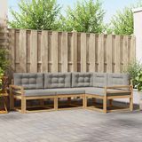 vidaXL Hoek loungeset 3-delig Wit en Lichtgrijs Polyester