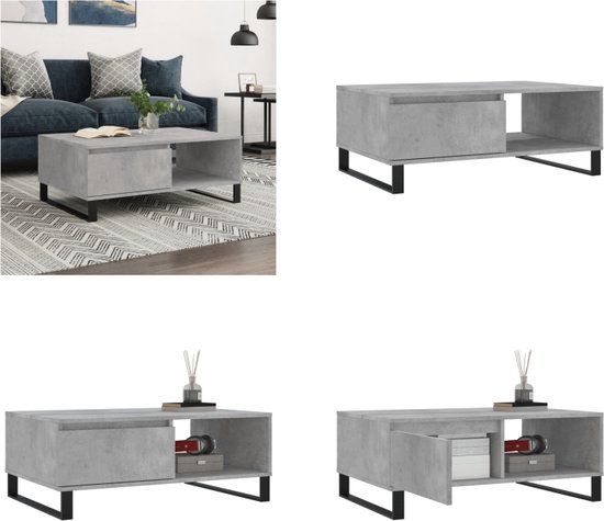 VidaXL Salontafel 90x60x35 cm Betongrijs Hout