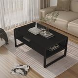 en.casa Salontafel Laukaa met plank 100x60x45 cm zwart