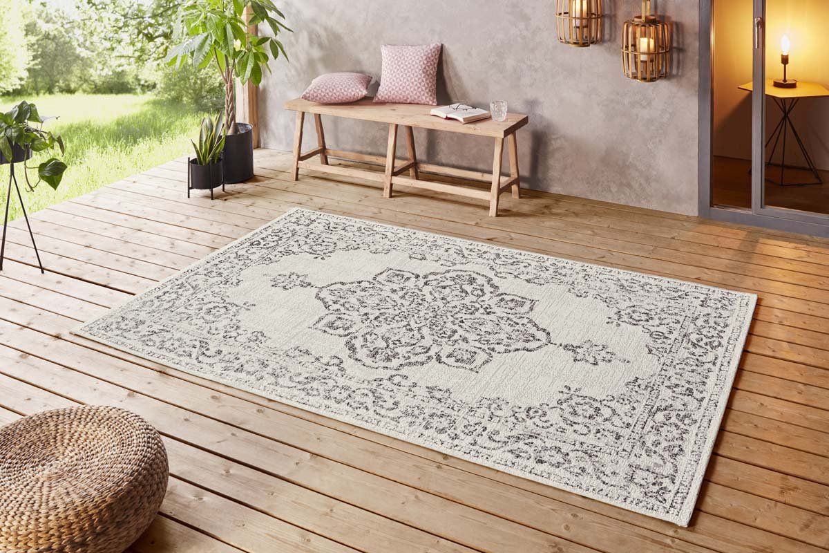 Northrugs Binnen & buiten vloerkleed vintage Tilos - crème/antraciet 80x150 cm