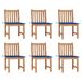 VidaXL Tuinstoelen 6 st met kussens massief teakhout Blauw