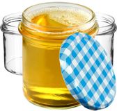 KADAX Jampotten, 350 ml, Glas, Rond, Blauw Geruit, 10 Stuks