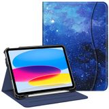 FINTIE Hoesje compatibel met iPad 10e generatie (2022) 10,9 inch, beschermende standaard met meerdere kijkhoeken met potloodhouder en zak, automatisch slapen/waken, sterrenhemel