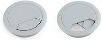 Emuca Set van 20 ronde kabeldoorvoeren, diameter 60 mm, voor verzonken montage, Plastic, Wit