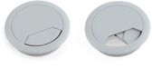 Emuca Set van 20 ronde kabeldoorvoeren, diameter 60 mm, voor verzonken montage, Plastic, Wit