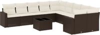 vidaXL 11-delige Loungeset met kussens, polyrattan, bruin