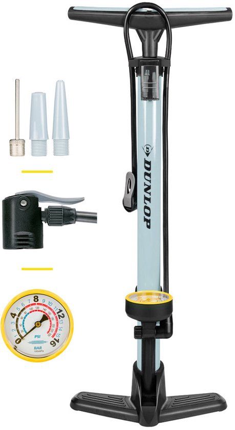 Dunlop Fietspomp met Drukmeter - Wit