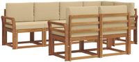 vidaXL Hoek loungeset 7 zitplaatsen Acacia hout Natuurlijk en beige