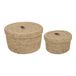 Atmosphera Arianna Opbergmand - Set van 2 - Beige - 28x28x16.5 cm - Met deksel