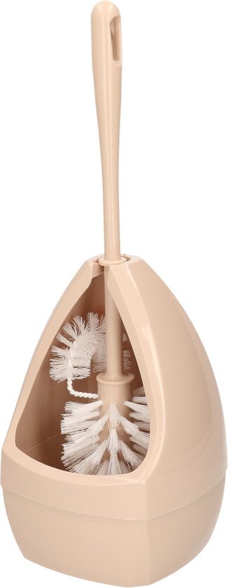 Brumag Wc-borstel/toiletborstel met randreiniger met houder beige 39.5 cm van kunststof - Toiletgarnituur