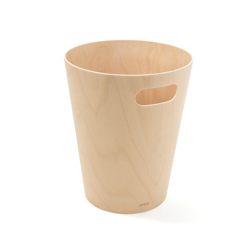 Umbra Woodrow - Prullenbak - 7.5L - Rond - Hout - Beige