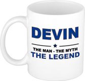 Bellatio Decorations naam cadeau mok - Devin - man myth legend - koffiemok - 300 ml - collega - vaderdag