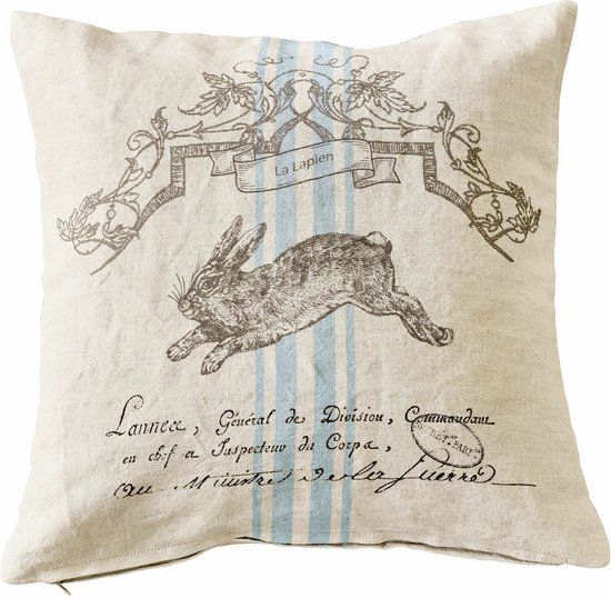 LOBERON Kussenhoes La Lapin beige 40x40 cm Katoen Linnen