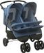 Poussette deux places bleu marine acier