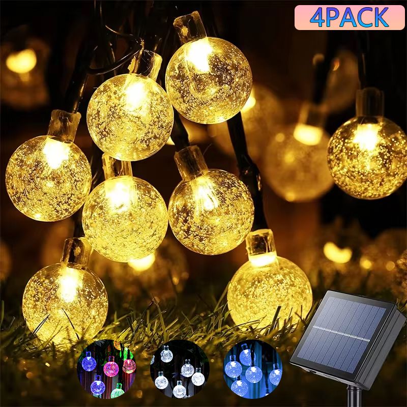 Solar String Lights - 60 LED Crystal Globe - Outdoor - Waterproof