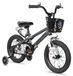 Moto enfant 16 pouces gris avec roues stabilisatrices et panier