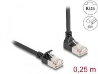 Delock RJ45 Network Cable Cat.6A S/FTP Slim 90° upwards angled / straight 0.25 m black