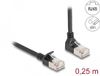 Delock RJ45 Network Cable Cat.6A S/FTP Slim 90° upwards angled / straight 0.25 m black