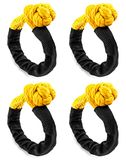 QWORK Synthetische zachte beugel voor weg slepen zeilen ATV vrachtwagen, 4 Pack 1/2 Inch x 20 Inch, 40 lbs Breeksterkte Synthetisch Touw Beugel Herstel Touw met Mouw Zwart WD8873