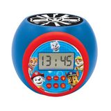 LEXIBOOK Paw Patrol Projector wekker met snooze-functie en alarmfunctie, Nachtlampje met timer, LCD-scherm, werkt op batterijen, Blauw/Rood, RL977PALXB