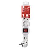 EMOS - 3-voudige stekkerdoos 1,5 m met schakelaar - 3 geaarde stopcontacten 45° gedraaid - 250 V, 16 A, 3680 W - pvc-isolatie - H05VV-F3G 1,5 mm2 - verhoogde aanraakbeveiliging - IP20 voor binnen