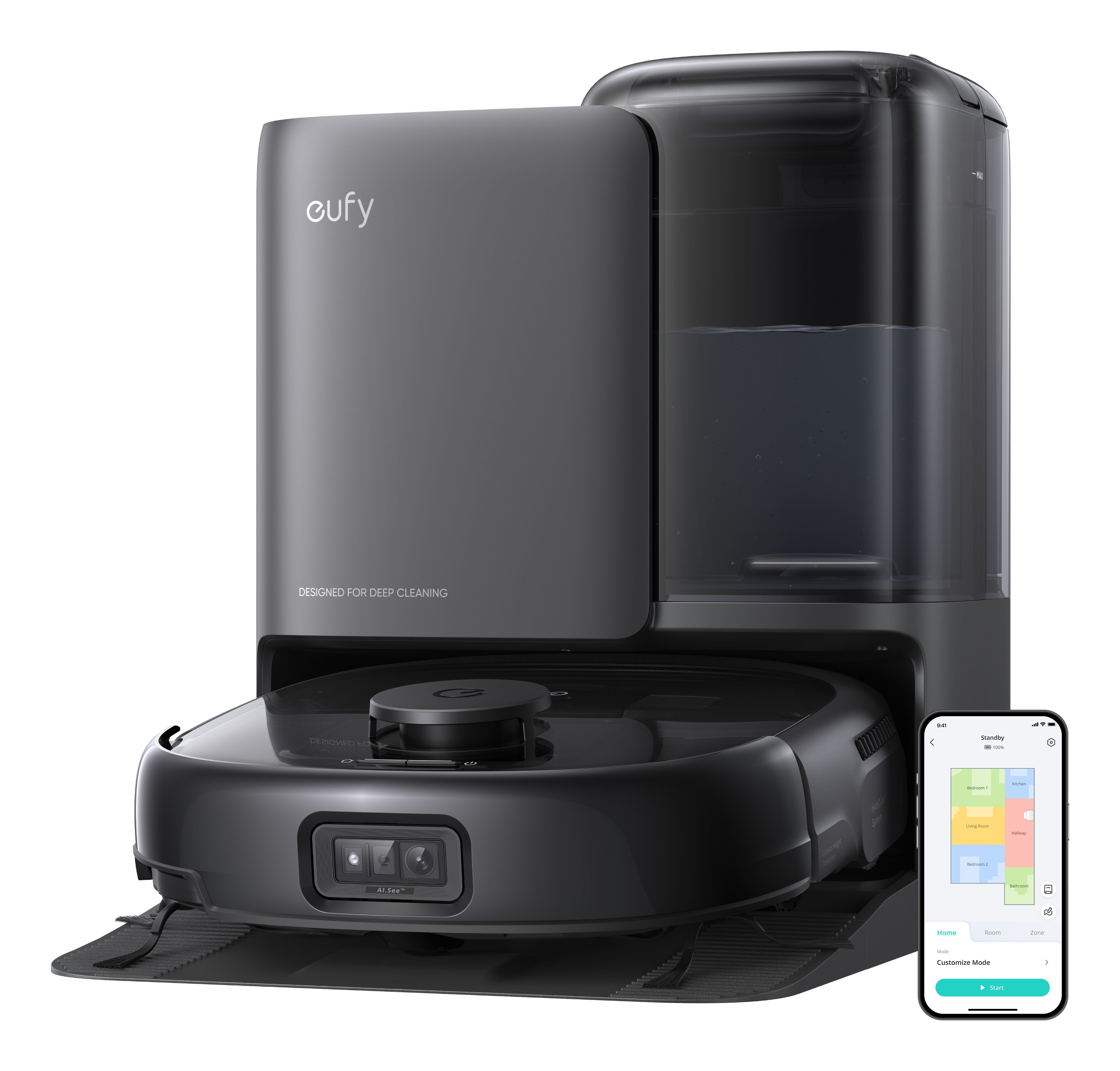 eufy Robotstofzuiger Omni E25 - HydroJet dweilsysteem - 20.000 Pa - Zwart