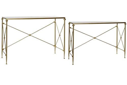 DRW Consoletafel Set - Metaal & Marmer - Goud - 119x33x80cm