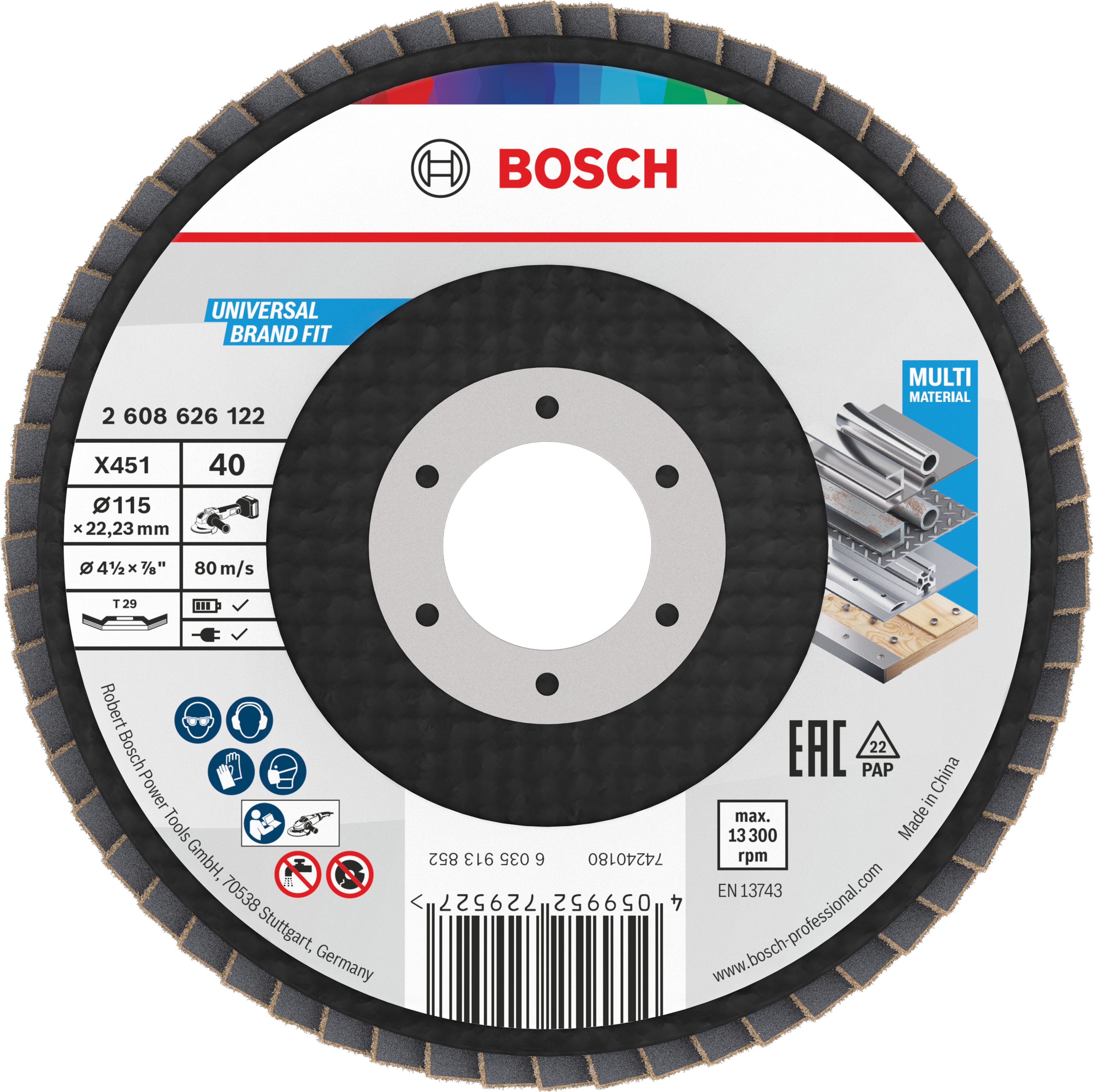 Bosch Accessoires X451 Lamellenschuurschijf | 115 x 22,23 mm | G40 | T29 - 2608626122