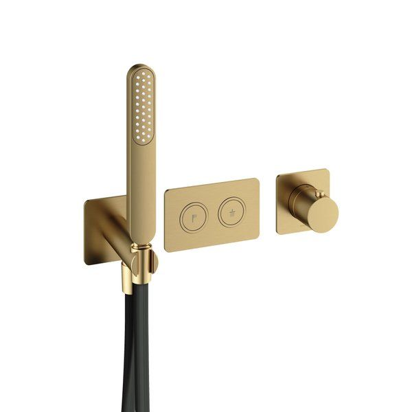 hotbath Gal Gal Afbouwdeel voor inbouwthermostaat met 2 pushbuttons messing geborsteld PVD PB7071EXTBBP