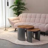LABEL51 Set Bunch Salontafel - Bruin - Hout - 60 cm - Rond