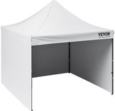 Vevor Paviljoen 304,8x304,8x320cm Tuintent 500D PU Zilveren Stof Opvouwbaar Paviljoen Hoogte Verstelbaar Inclusief Opbergtas Partytent 6-8 Personen Pop-up Tent Wit Tuinpaviljoen voor Kampeertrips