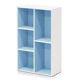 Furinno LUDER 5-kubus-draaiplank, boekenkast, wit/blauw