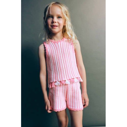 Mango Kids gestreepte gebreide top - roze