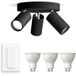 Philips Hue Idris Opbouwspot voor Badkamer (Zwart) - Badkamerlamp - Warm tot Koelwit Licht - Incl. Hue Dimmer Switch - Plafondspot met 3 Lichtpunten - GU10 - Hue White Ambiance