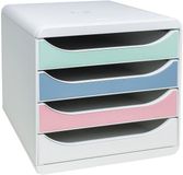 Exacompta BIG BOX Autentik - 4 lades voor A4 + documenten - Buitenafmetingen: Prof. 34,7 x 27,8 x 26,7 cm (b x h x d) - Gesorteerd