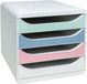 Exacompta BIG BOX Autentik - 4 lades voor A4 + documenten - Buitenafmetingen: Prof. 34,7 x 27,8 x 26,7 cm (b x h x d) - Gesorteerd
