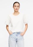 comma T-shirt wit katoen ronde hals korte mouw aansluitend 48